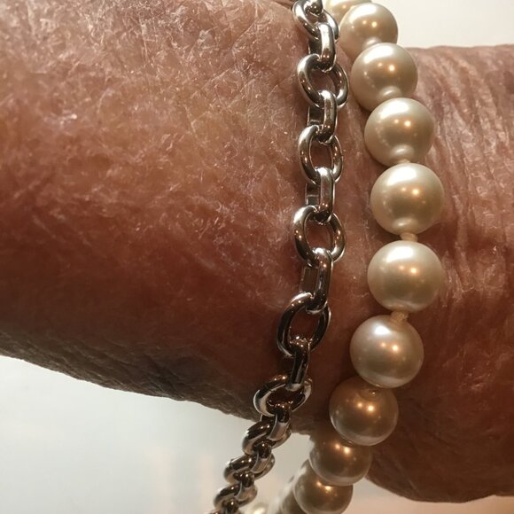 Kate Spade New Double Silver Chain and Pearl Wrap Bracelet - Picture 3 of 3
